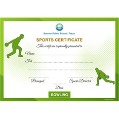 School Sports Award Certificate Bowling A4 Size | Use on Laser Printer